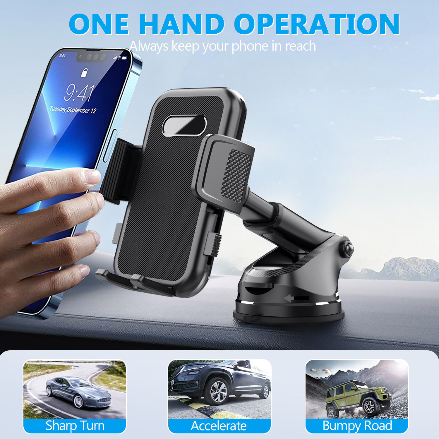 Customized Car Mobile Phone Holder Mount for Dashboard Windscreen 360 Rotating Suction Cup | Shenzhe