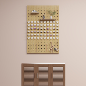 Solid Wood <b>Pegboard</b> Wall Mounted Jewelry Organizer With Holes For Necklaces Earrings Storage Display Rack - Product Image 3