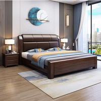 Lits en bois sculptés Style nordique Minimaliste Lit double Meubles de chambre à coucher Lit king size Meubles d'hôtel pas chers Meubles de chambre à coucher
