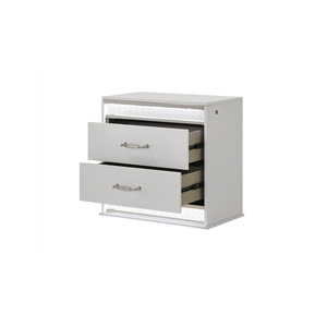 Comodino Moderno Glamour a 2 Cassetti in Legno Bianco, Mobile per Camera da Letto con Spazio di Archiviazione - Product Image 4