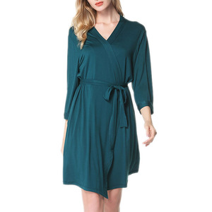 Kimono in Bambù Personalizzato con Logo, Vestaglia Leggera da <span class=keywords><strong>Donna</strong></span>, <span class=keywords><strong>Pigiama</strong></span> Corto <span class=keywords><strong>Premaman</strong></span> con Tasche, Abbigliamento da Notte Casual in Bambù - Product Image 6