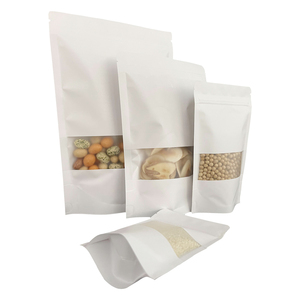 Sacs en papier kraft blanc personnalisés avec logo sur mesure pour l'<span class=keywords><strong>emballage</strong></span> <span class=keywords><strong>alimentaire</strong></span> de bonbons et de snacks, sacs refermables imprimés sur mesure - Product Image 2