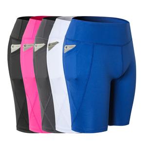 Vente en gros de shorts de yoga pour femmes à haute élasticité, séchage rapide, taille haute, fitness, sport, course à pied, leggings maigres avec poches - Product Image 4