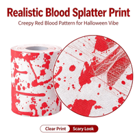 Rouleau de papier toilette effrayant pour Halloween, avec éclaboussures de sang réalistes, décoration fantaisie pour maison hantée, salle de bain ou fête.