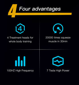 Mesin pembangun otot 4-pegangan untuk Salon Spas 100HZ peralatan Salon kecantikan 7 Tesla frekuensi tinggi - Product Image 6