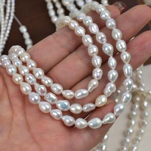 Collar de Perlas Naturales de Agua Dulce con Forma Barroca, 3-4-6-7 mm, Blancas, con Fuerte Brillo, Perlas Sueltas, Accesorios de Joyería - Product Image 2