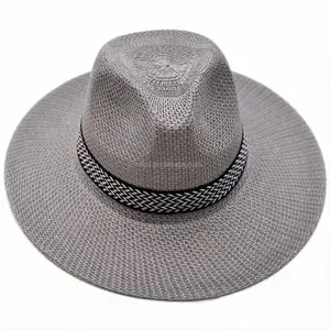 Toptan yaz bayan düz ağız hasır şapka vücut geniş ağız güneş ucuz plaj şapkası Fedora plaj kağıt kadınlar hasır şapka ACE özel Logo
