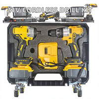 Perceuse sans fil électrique portable 21V, kit de perceuses sans balais, batterie au lithium, ensemble d'outils ménagers, outil OEM, vente en gros