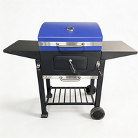 Meistverkaufter Großer Holzkohle-Trolley-Grill mit Seitentischen für Garten und Hinterhof-Partys