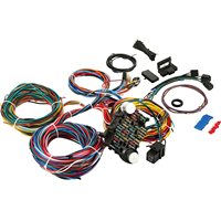 Kit Kabel Harness Tahan Air 21 Jalur Multiwarna 17 Sekring PBT/Nylon Karet untuk Mobil Chevrolet Mopar Hotrods Ford Chrysler General