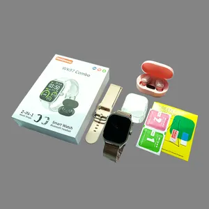2024 Latest Design WK97 Combo Smart Watch TWS Headset Men Women Full Touch Screen Wristband Fun Games Fitness Tracker Pedometer
