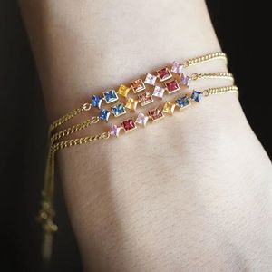 Xinfly 2024 Trendy 18K Pure Gold <b>Bracelets</b> for Girls Luxury Fancy Colored Sapphire <b>Gemstone</b> for Gifts - Product Image 2