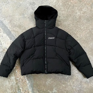 Custom Windproof Waterproof Coat Oversized Quilted Bomber Down Bubble <b>Zip</b> <b>up</b> <b>Jackets</b> Black Polyester Men's Winter Puffer <b>Jacket</b> - Product Image 1