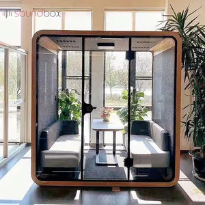 تصميم جديد لغرفة اجتماعات صغيرة مسبقة الصنع، كابينة هاتف، طاولة قهوة وشاي متعددة الأضلاع، مكتب بأربعة مقاعد - Product Image 1