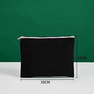 Bolsa de Lona Negra con Cierre, para Manualidades, Bolígrafos, Cosméticos, Multiusos, para Guardar Objetos Personales de Viaje - Product Image 4