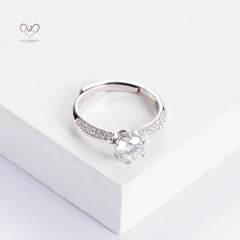 Aizhilin Anillo elegante de la joyería de plata 925 de circón de latón de compromiso ajustable diamante anillos de boda de las mujeres
