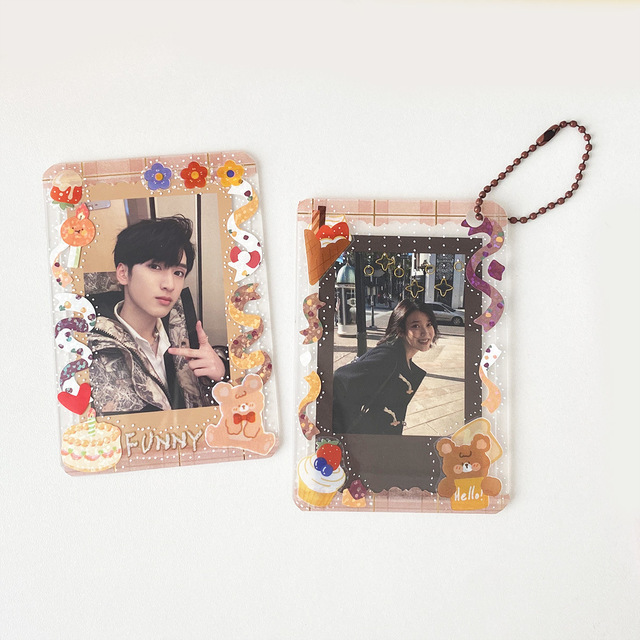 WEBEEDY 2 Pcs Heart Shape Acrylic Photocard Holder Keychain - Clear Card Protector With Wrist Coil - View #10