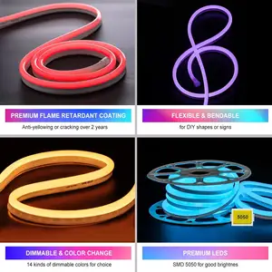 Colorful Rgb Led Neon Flex Rope Lighting For Gaming Balcony Night Decoration Neon Light Strip