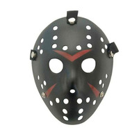 Masque en plastique rouge et blanc Jason Voorhees pour fête costumée Halloween Masque effrayant