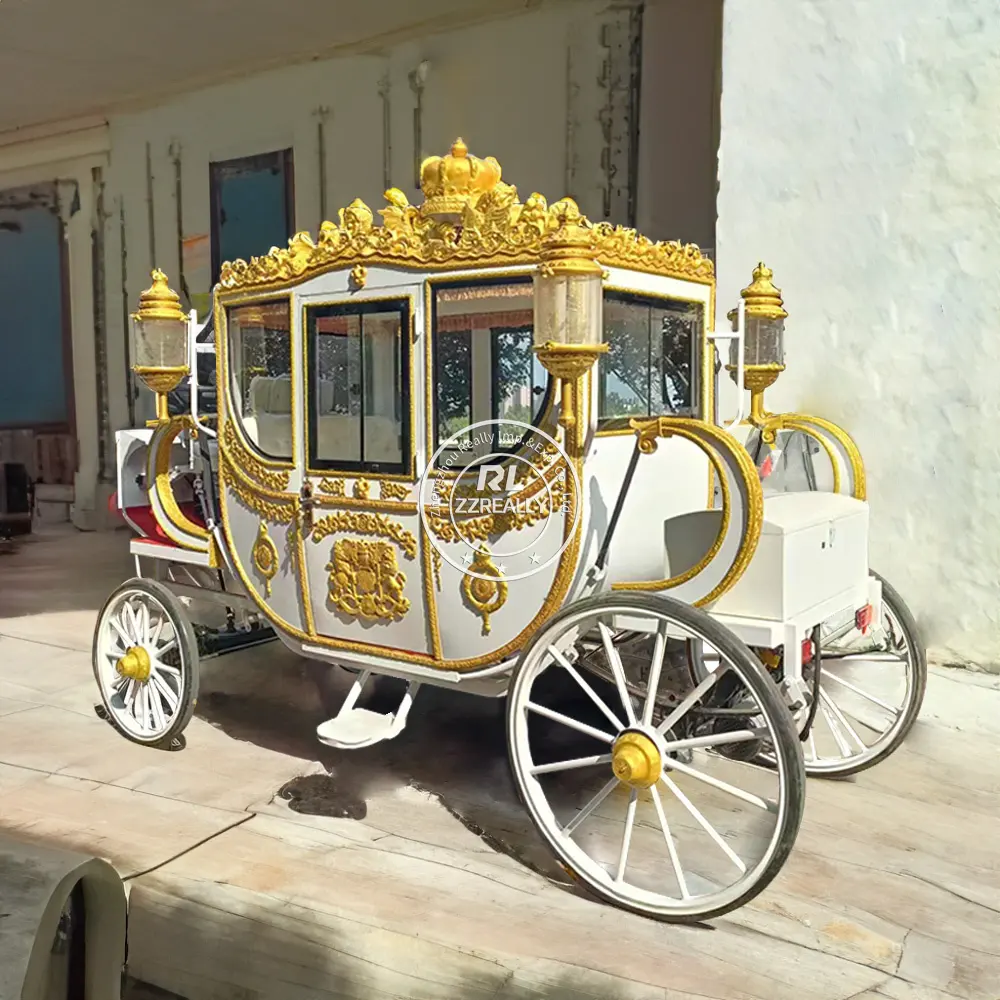 2024 Passeios turísticos de luxo para carrinho de cavalo de parque de luxo de quatro rodas de venda quente fabricante de transporte de cavalo real