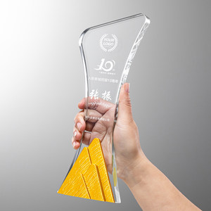 Trofeo de Cristal Colorido con Diseño Personalizado, Premio de Resina y Metal para Empleados Destacados, Pioneros, Referentes, Conmemorativo - Product Image 4