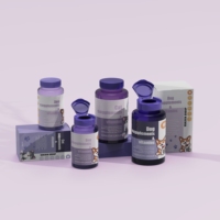 Vente en gros d'emballages en plastique rose personnalisés, pots en PET/PP de qualité alimentaire de 500 cc et 1000 cc, flacons pour pilules et capsules avec impression à l'écran pour les infusions