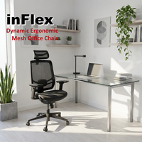 Chaise de bureau exécutive ergonomique haut de gamme en maille, dossier dynamique, siège coulissant, base en aluminium, vérin à gaz classe 4, BIFMA par GTChair