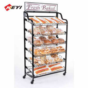 Farmers Market ขนมปังจอแสดงผล4 Slatted ชั้นวางแร็คสำหรับขนมปัง - Product Image 3