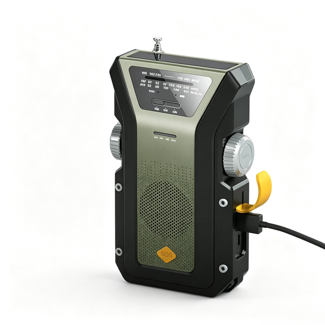 Emergency Hand Crank Weather Radio 4000mAh Power Bank AM FM WB Radio with SOS Alarm LED Flashlight for Outdoor Survival