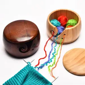 手作り木製糸ボウル縫製収納編み針ボールさまざまなサイズの丸い木製ボウル
