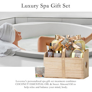 Đẹp Gỗ Tự Nhiên Spa Giỏ Quà Tặng Cho Phụ Nữ Bộ Quà Tặng Spa Hộp Gỗ Massage Công Cụ Tổ Chức Lưu Trữ Hộp - Product Image 4