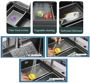 304 thép không gỉ hoàn chỉnh thiết lập lớn duy nhất Bát vuông thanh lọc vòi Nano thác nước giảm giá có sẵn bốn lỗ - Product Image 3