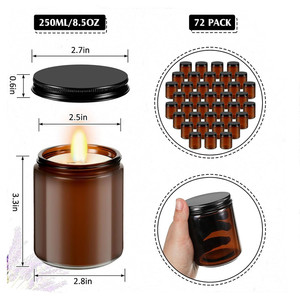 Lọ thủy tinh hổ phách 250ml giá sỉ, có nắp, dùng làm giá đựng nến, đèn lồng và lọ đựng nến - Product Image 3