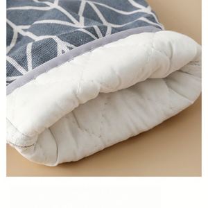 Kitchen Cotton Oven Mitts Heat Resistant Anti-Scald Dishwasher Safe Geometric Grid Pattern for Baking Cooking <b>Microwave</b> LVYA - Product Image 4