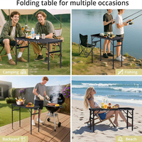 Mesa Plegable de 180 cm, Aleación de Aluminio, Patas Desmontables, Altura Ajustable, para Exteriores, Camping, Picnic, Barbacoa, Mercado, Tipo Maletín