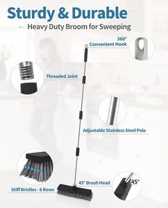 Balai télescopique multifonctionnel en acier et chenille, brosse écologique pour enlever les poils d'animaux, balai à poussière pour sols domestiques - Product Image 3