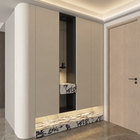 Meuble à chaussures de luxe moderne pour entrée, armoire de rangement pour buanderie, coin incurvé en R, base en marbre pour hall d'entrée de luxe