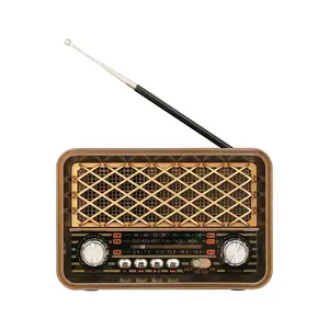 R-33 Retro çok bantlı ahşap tarzı ile şarj edilebilir radyo fm am tv sw1 sw2 yüksek hassasiyetli şarj edilebilir pil el kayışı