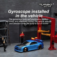 Voiture de drift RC 1:76 avec éclairage LED, télécommande 2,4 GHz et gyroscope pour un contrôle précis du drift, mini voiture de course Turbo C64 pour bureau et enfants