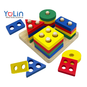 Rompecabezas de formas geométricas de madera <span class=keywords><strong>para</strong></span> niños pequeños, clasificador de formas de colores, juguete educativo sensorial de aprendizaje, unisex - Product Image 1