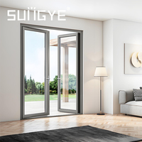 Portes d'entrée en aluminium SUNGYE, porte à double battant, porte à battant française, sécurité, extérieur, verre résistant aux ouragans
