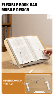 Sujetalibros de madera contrachapada plegable giratorio de aleación de aluminio 360, soporte para teléfono para niños, soporte de exhibición de libros, soporte para libros - Product Image 4