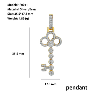 Hip Hop nuova popolarità gioielli placcato oro ghiacciato fuori Vvs Moissanite completo 925 Bling <span class=keywords><strong>argento</strong></span> <span class=keywords><strong>ciondolo</strong></span> <span class=keywords><strong>chiave</strong></span> per festa - Product Image 6