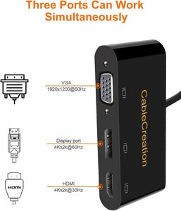 <span class=keywords><strong>Adaptateur</strong></span> MST 3 en 1 Type-C vers <span class=keywords><strong>HDMI</strong></span> <span class=keywords><strong>VGA</strong></span> Display Port Compatible avec MacBook Pro 2020 <span class=keywords><strong>iPad</strong></span> Pro 2018 XPS Spectre x360 Galaxy 10 - Product Image 3