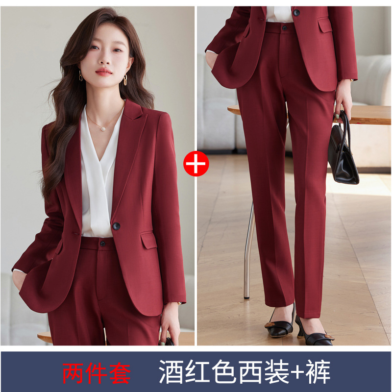 Burgundy suit trousers