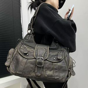 Bolso <span class=keywords><strong>de</strong></span> Motocicleta Retro Europeo y Americano, Estilo Lavado, para Chicas, Gran Capacidad, Maillard Y2K, Bolso Cruzado Diagonal - Product Image 5