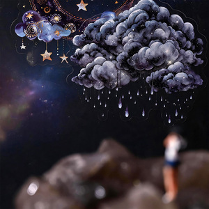 16 autocollants par paquet, série nuages, <span class=keywords><strong>étoiles</strong></span> et lune, autocollants décoratifs sur le thème des paysages, autocollants <span class=keywords><strong>étoiles</strong></span> - Product Image 4