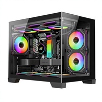 Boîtier d'ordinateur de bureau micro ATX pour console de jeu, style vertical entièrement transparent en acier, refroidissement liquide, vue sur la mer, HD-AUDIOMIC