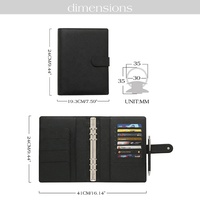 Agenda Hongbo à 6 anneaux, planificateur, couverture de carnet, cuir de litchi gaufré, 35 mm, argent, planificateur mensuel/journalier/hebdomadaire, cadeau de bureau