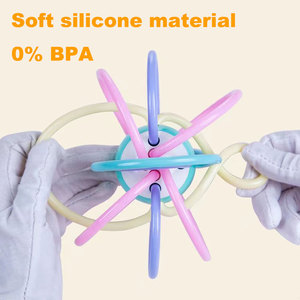 Jouets sensoriels pour nouveau-nés, anneaux <span class=keywords><strong>de</strong></span> <span class=keywords><strong>dentition</strong></span> en silicone, jouet éducatif Montessori pour bébés <span class=keywords><strong>de</strong></span> 0 à 12 mois - Product Image 4